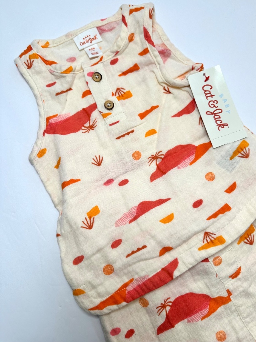 Cat & Jack Baby 2 Piece Set 6-9M NWT Tank Top Shorts Outfit - Picture 2 of 7